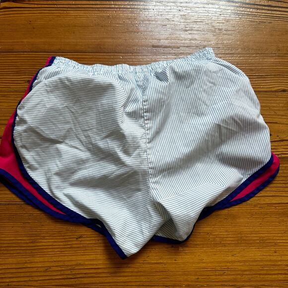 Nike Dri-fit blue white pin striped pink trim lined running shorts SIZE S - Picture 4 of 4
